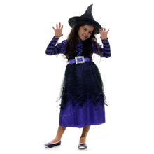 Fantasia Bruxa Roxa Longa Infantil com Chapéu - Halloween
 P