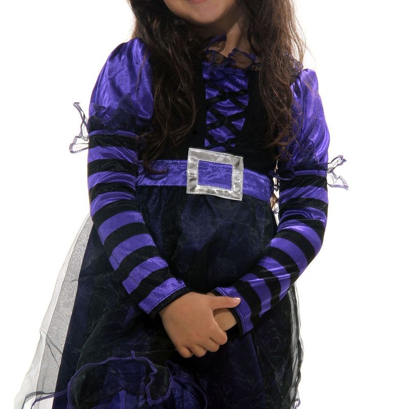 Fantasia Bruxa Roxa Longa Infantil com Chapéu - Halloween P
