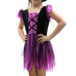 Fantasia Bruxa Encantada Roxa Basic Vestido Infantil com Chapéu - Halloween G