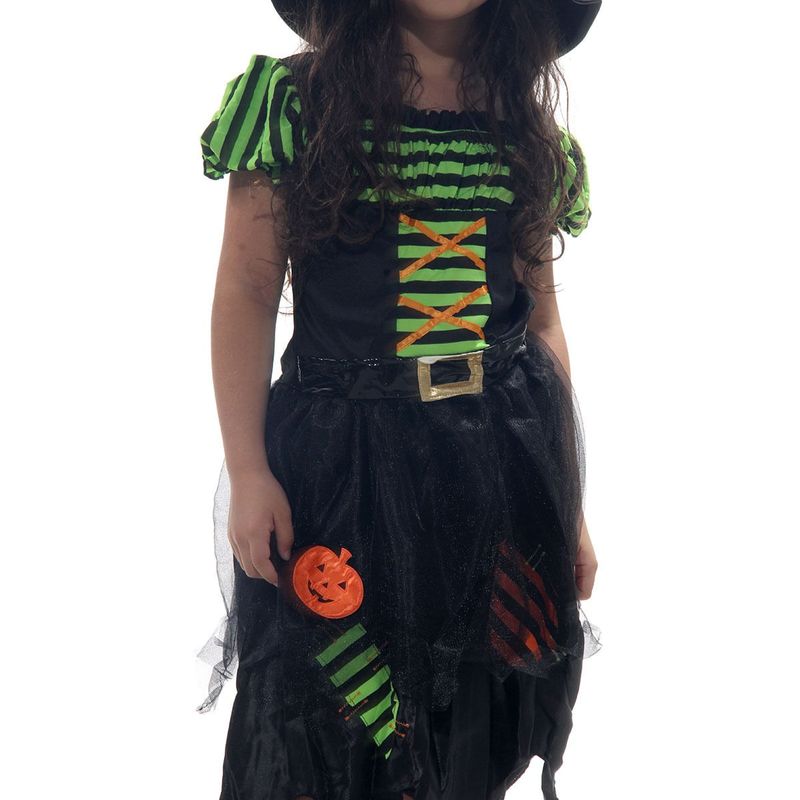 Fantasia Bruxinha Abóbora Infantil com Chapéu - Halloween M