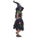 Fantasia Bruxinha Abóbora Infantil com Chapéu - Halloween M