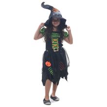 Fantasia Bruxinha Abóbora Infantil com Chapéu - Halloween
 M
