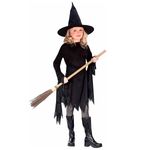 Fantasia Bruxinha Preta Infantil Vestido com Chapéu - Halloween G