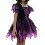 Fantasia Bruxa Encantada Roxa Luxo Vestido Infantil com Chapéu - Halloween M