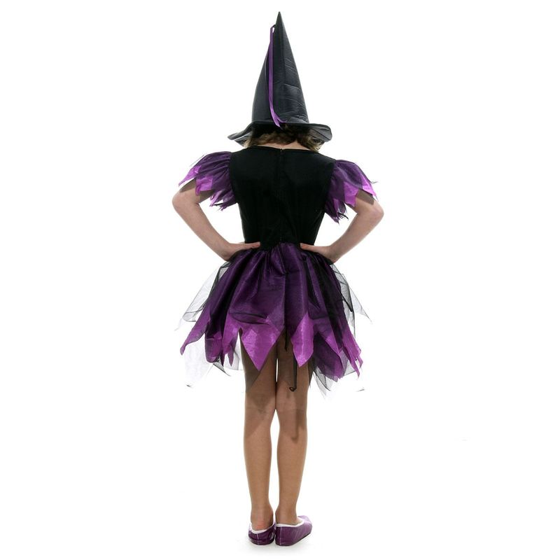 Fantasia Bruxa Encantada Roxa Luxo Vestido Infantil com Chapéu - Halloween M