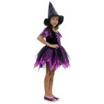 Fantasia Bruxa Encantada Roxa Luxo Vestido Infantil com Chapéu - Halloween M