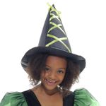 Fantasia Bruxa Encantada Verde Luxo Vestido Infantil com Chapéu - Halloween M