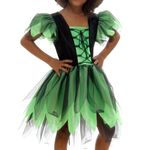 Fantasia Bruxa Encantada Verde Luxo Vestido Infantil com Chapéu - Halloween M