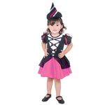 Fantasia Bruxa Encanto Rosa Vestido Bebê com Chapéu - Halloween G