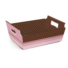 Cesta de Cartão Rendado Marrom/Rosa Mini 10X7X4 - 10 Un