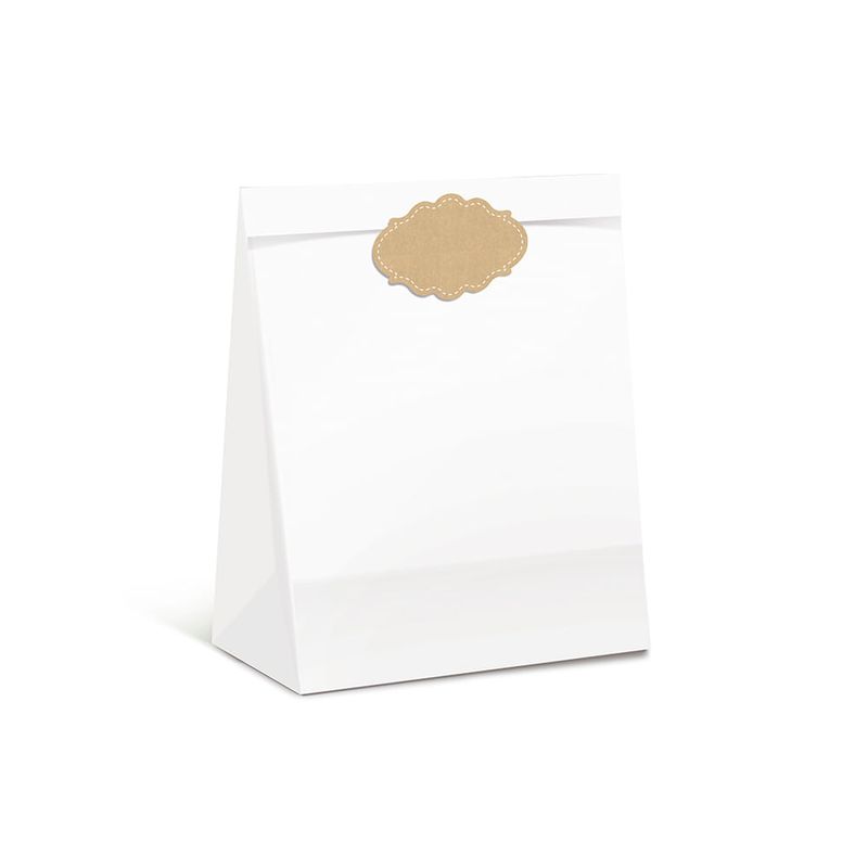 Pacote para Presente Liso Branco M 26X19,5X9,5
