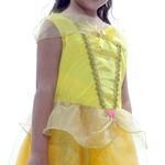 Fantasia Princesa Amarela Dourada Vestido Infantil com Tiara G