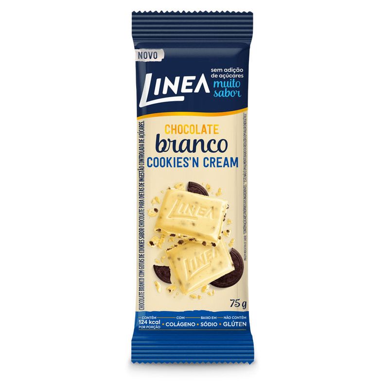 Tablete de Chocolate Branco Cookies n Cream 75g - Linea