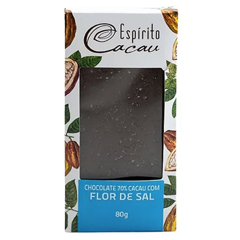 Tablete de Chocolate 70% Cacau Flor de Sal 80g - Espírito Cacau