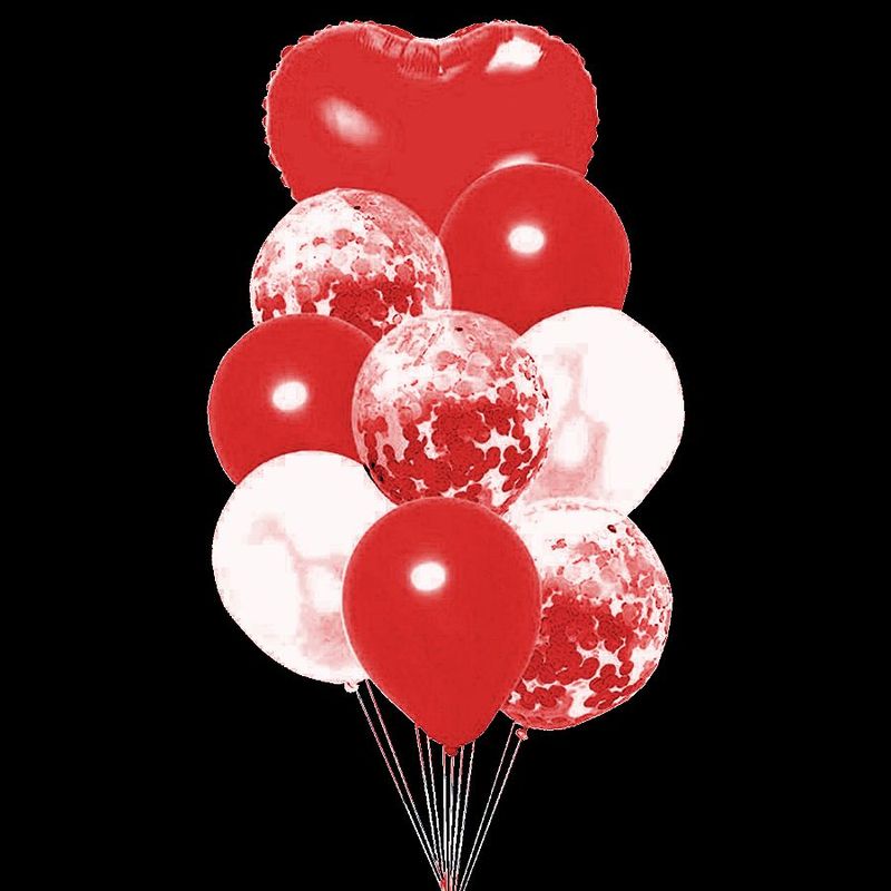Kit Buque Balões Vermelho Coração - Buque com 9 Balões - Partiufesta