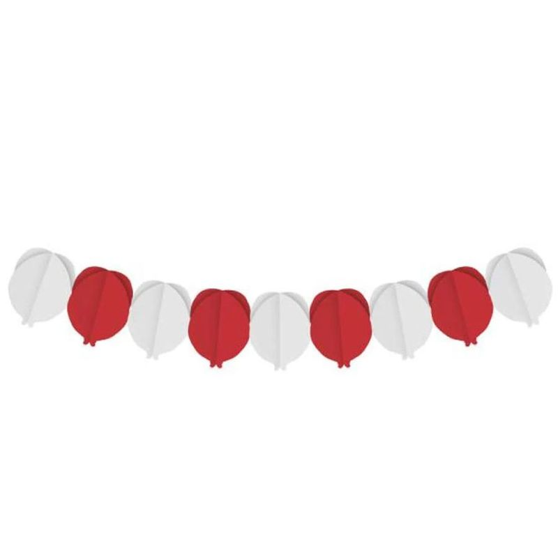 Faixa Decorativa - Balão 3D - Branco/Vermelho - 3,60 m - 1 unidade - Cromus