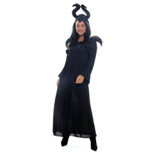 Fantasia Rainha do Mal Malévola Vestido Adulto com Tiara - Halloween