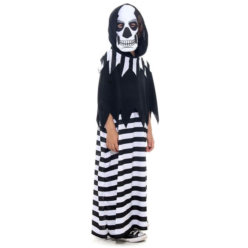 Fantasia Palhaço Preto e Branco Túnica Infantil com Máscara - Halloween P