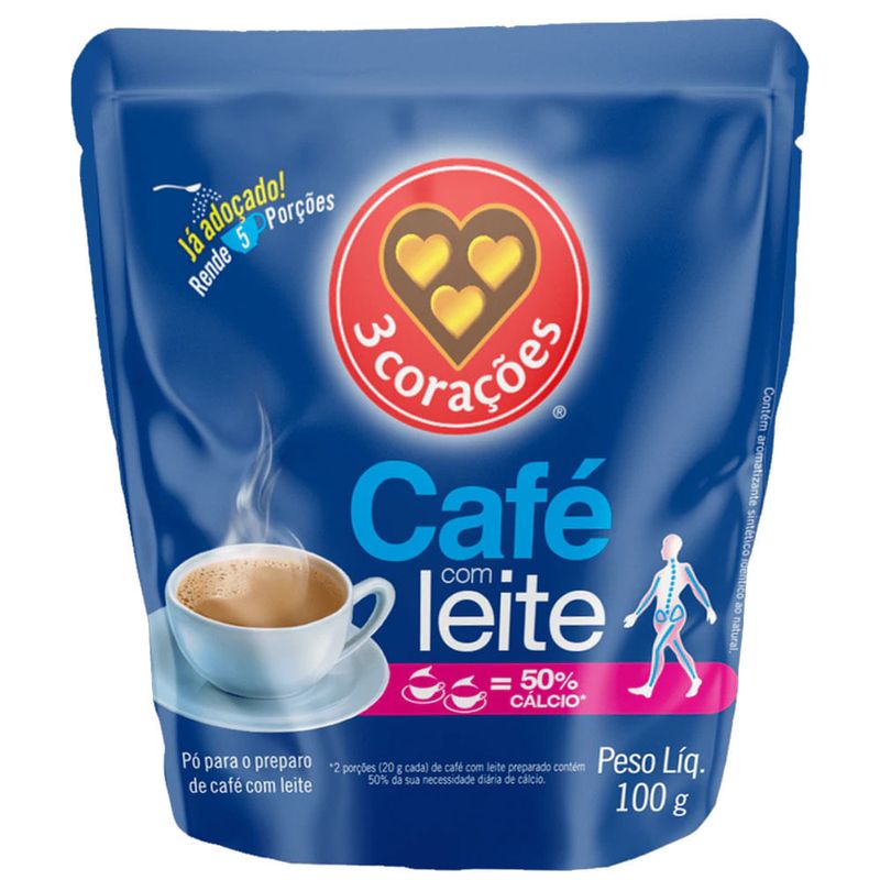 Café com Leite em Pó Adoçado 100g - Três Corações