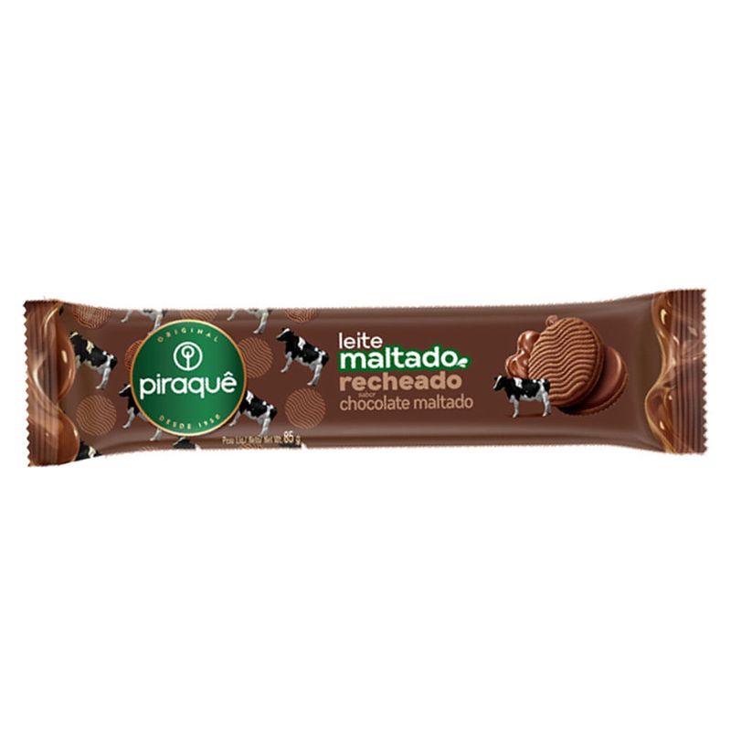 Biscoito Leite Maltado Recheado Chocolate Maltado 85g - Piraquê