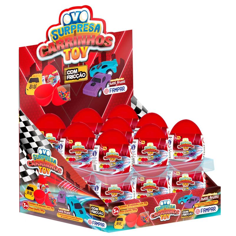 Caixa Ovo Surpresa Carrinhos Toy c/18 - Fampar