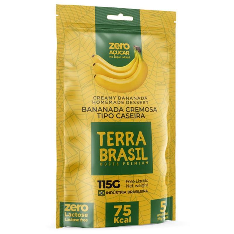 Bananada Tipo Caseira Zero Açúcar 115g com 5 unidades - Terra Brasil