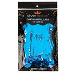 Cortina Decorativa Metalizada Azul 100x200cm Un - Silver Plastic