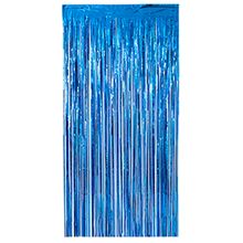 Cortina Decorativa Metalizada Azul 100x200cm Un - Silver Plastic