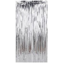 Cortina Decorativa Metalizada Prata 100x200cm Un - Silver Plastic
