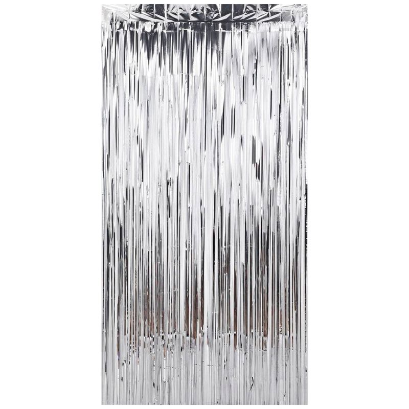 Cortina Decorativa Metalizada Prata 100x200cm Un - Silver Plastic