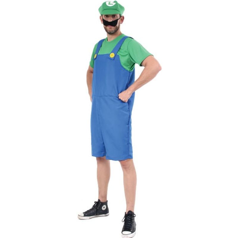 Fantasia Luigi Adulto Verão - Super Mario  P