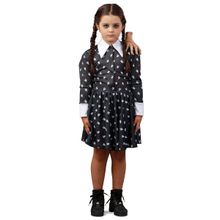 Fantasia Vandinha Vestido Estampado Infantil - Familia Addams - Halloween