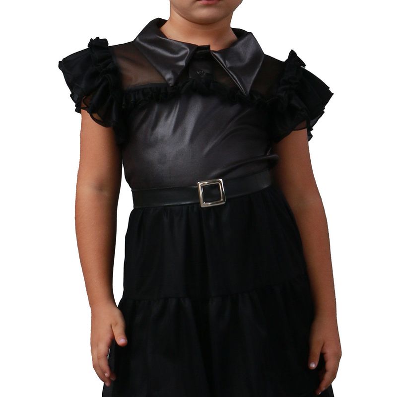 Fantasia Vandinha Familía Addams - Vestido Baile Infantil - Halloween M