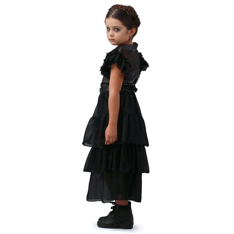 Fantasia Vandinha Familía Addams - Vestido Baile Infantil - Halloween M