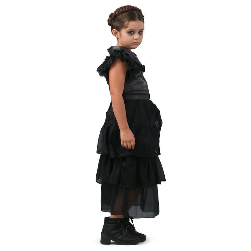 Fantasia Vandinha Familía Addams - Vestido Baile Infantil - Halloween M