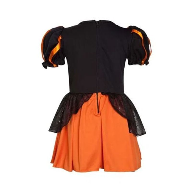 Fantasia Bruxa Encanto Laranja Vestido Bebê com Chapéu - Halloween
 P