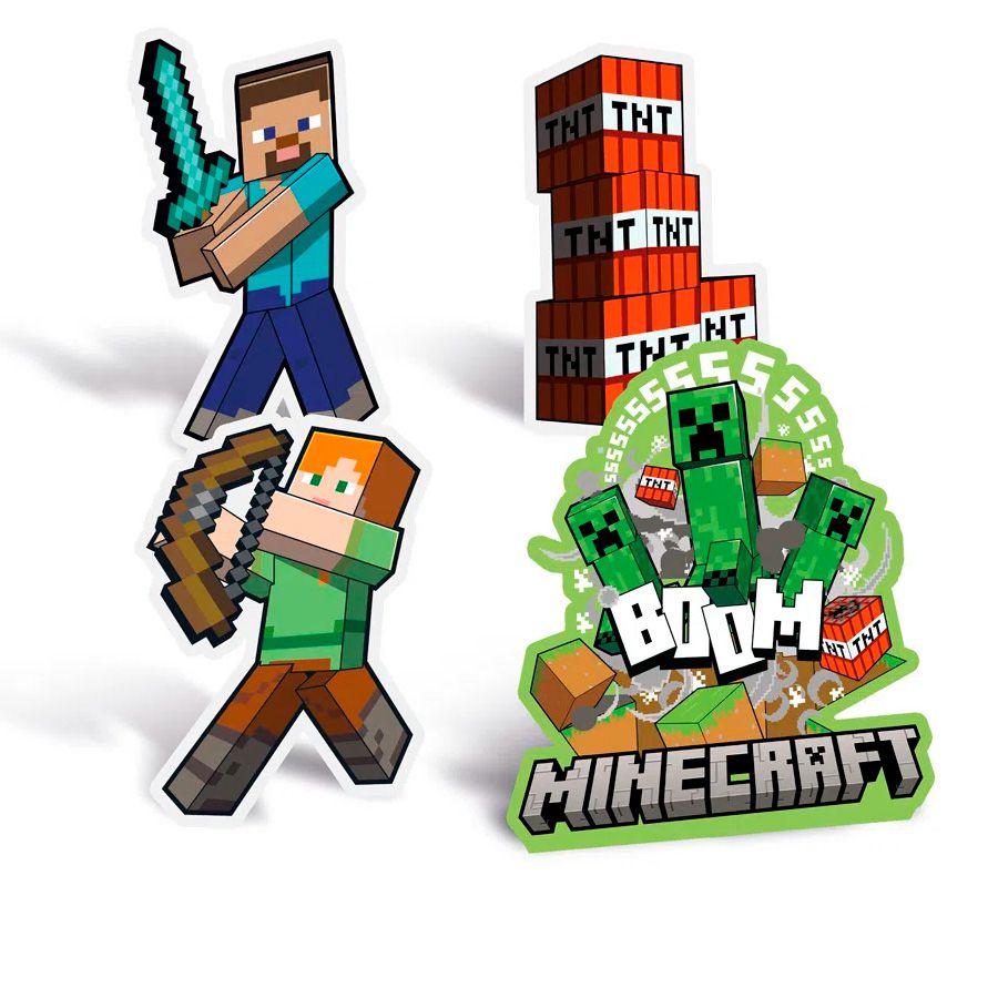 Kit Topo para Bolo Minecraft - 12,5 cm x 20 cm - 01 unidade - Cromus - Se  tem quem faça tem quem compre - Embalagens e Festas