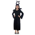 Fantasia Rainha do Mal Malévola Vestido Infantil com Tiara - Halloween G