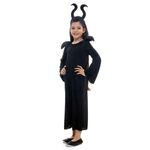 Fantasia Rainha do Mal Malévola Vestido Infantil com Tiara - Halloween G