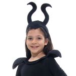 Fantasia Rainha do Mal Malévola Vestido Infantil com Tiara - Halloween G