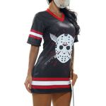 Fantasia Jason Feminino Vestido Adulto com Máscara - Halloween PP