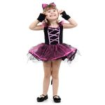 Fantasia Bruxa Gatinha Rosa Vestido Infantil com Tiara - Halloween M