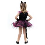 Fantasia Bruxa Gatinha Rosa Vestido Infantil com Tiara - Halloween M