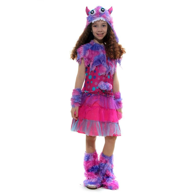 Fantasia Monstrinha Roxa Infantil com Capuz e Luvas
 G