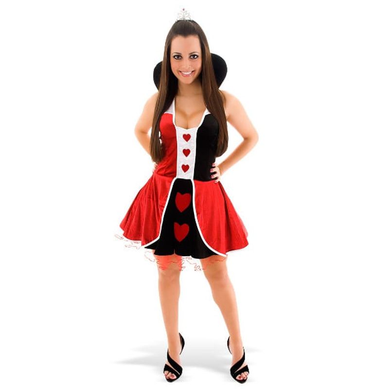 Fantasia Dama de Copas Vestido Adulto com Tiara
 PP