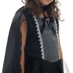 Fantasia Vampira Prata Vestido Infantil com Capa - Halloween  G