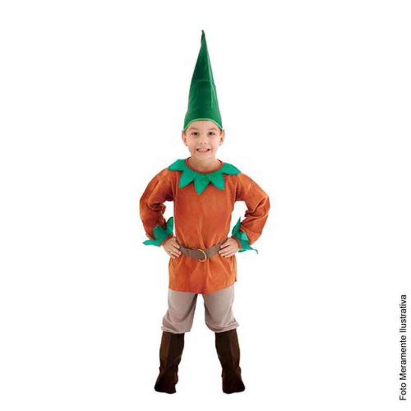 Fantasia Gnomo Infantil Luxo M