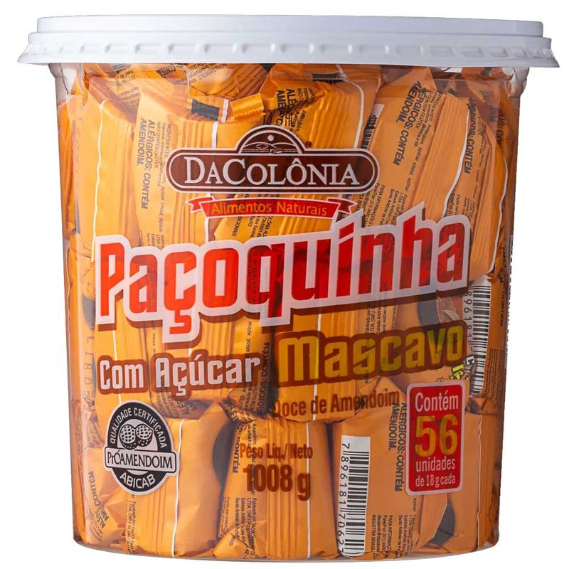 Paçoquinha com Açúcar Mascavo Embalada c/56 - DaColônia