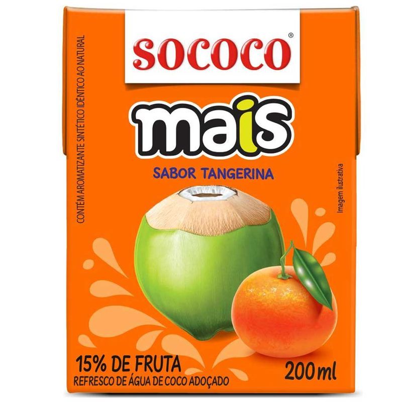 Água de Coco Sabor Tangerina 200ml - Sococo