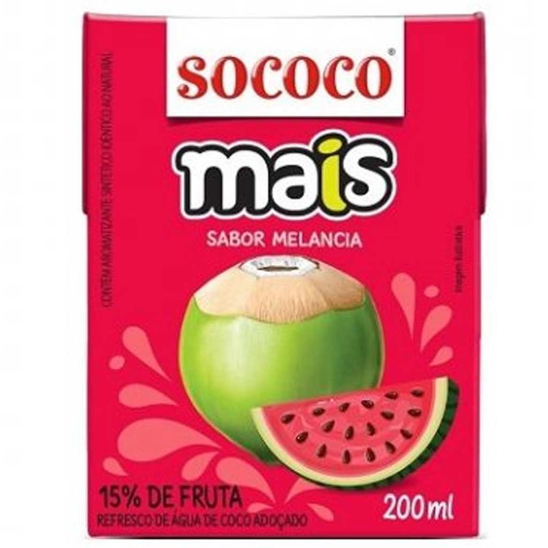 Água de Coco Sabor Melancia 200ml - Sococo